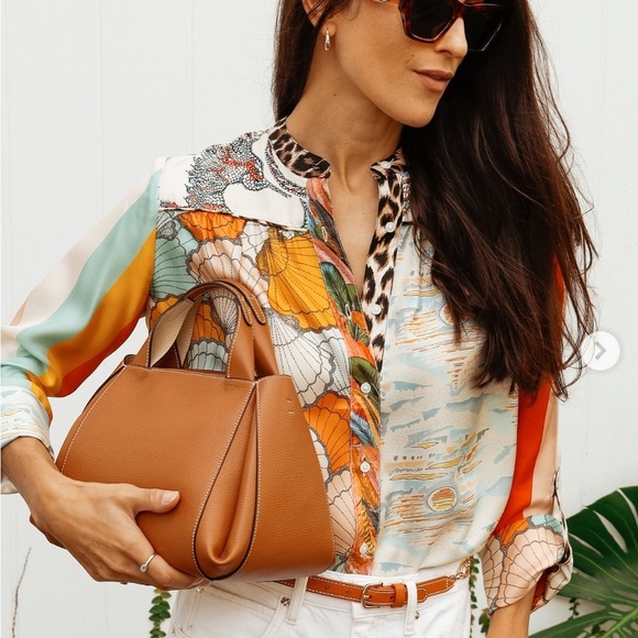 La Prestic Ouiston Romee Silk Blouse Popover Top Mixed Print Bird Snake Leopard - Picture 8 of 16